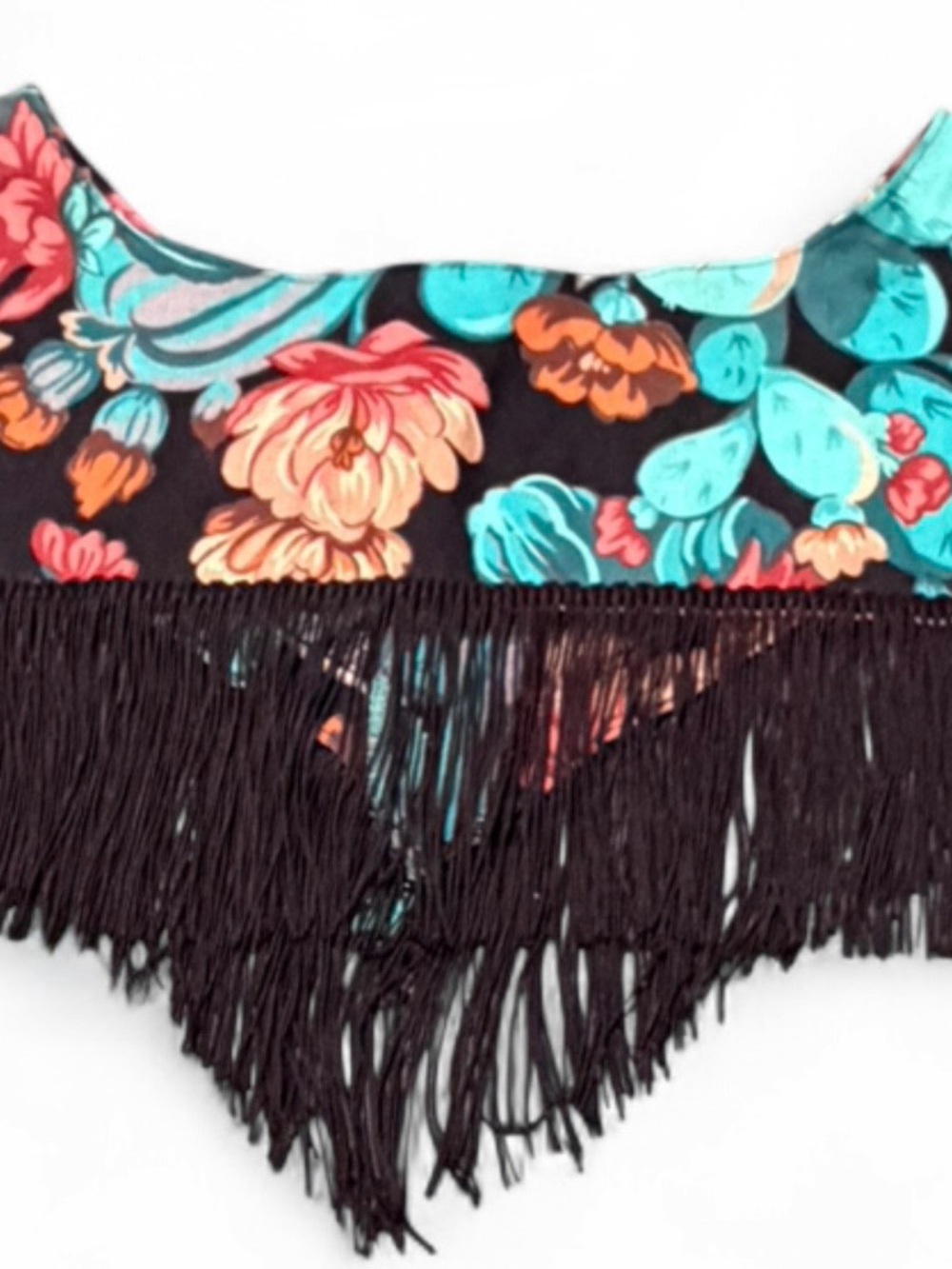 Vintage Western Fringe Floral Capelet/Shoulder Shawl-Festival Boho Cowgirl Chic - Picture 4 of 10